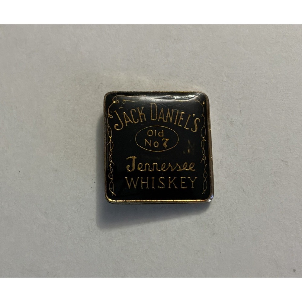 Jack Daniels Old No 7 Tennessee Whiskey Hat Pin Lapel Pinback Tie Tac Black Gold